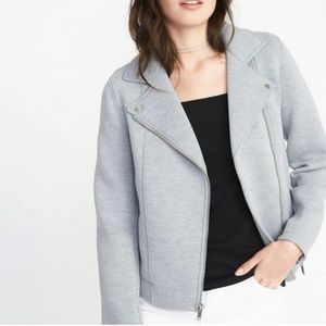 Old Navy - Fleece Knit Moto Jacket (Heather Grey, Size Small)